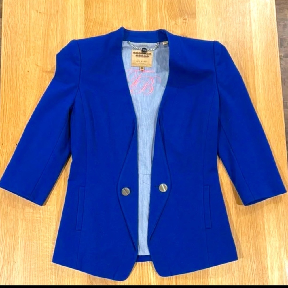 Ted Baker Blue Tailored Blazer with Notched Lapel and Fitted Silhouette